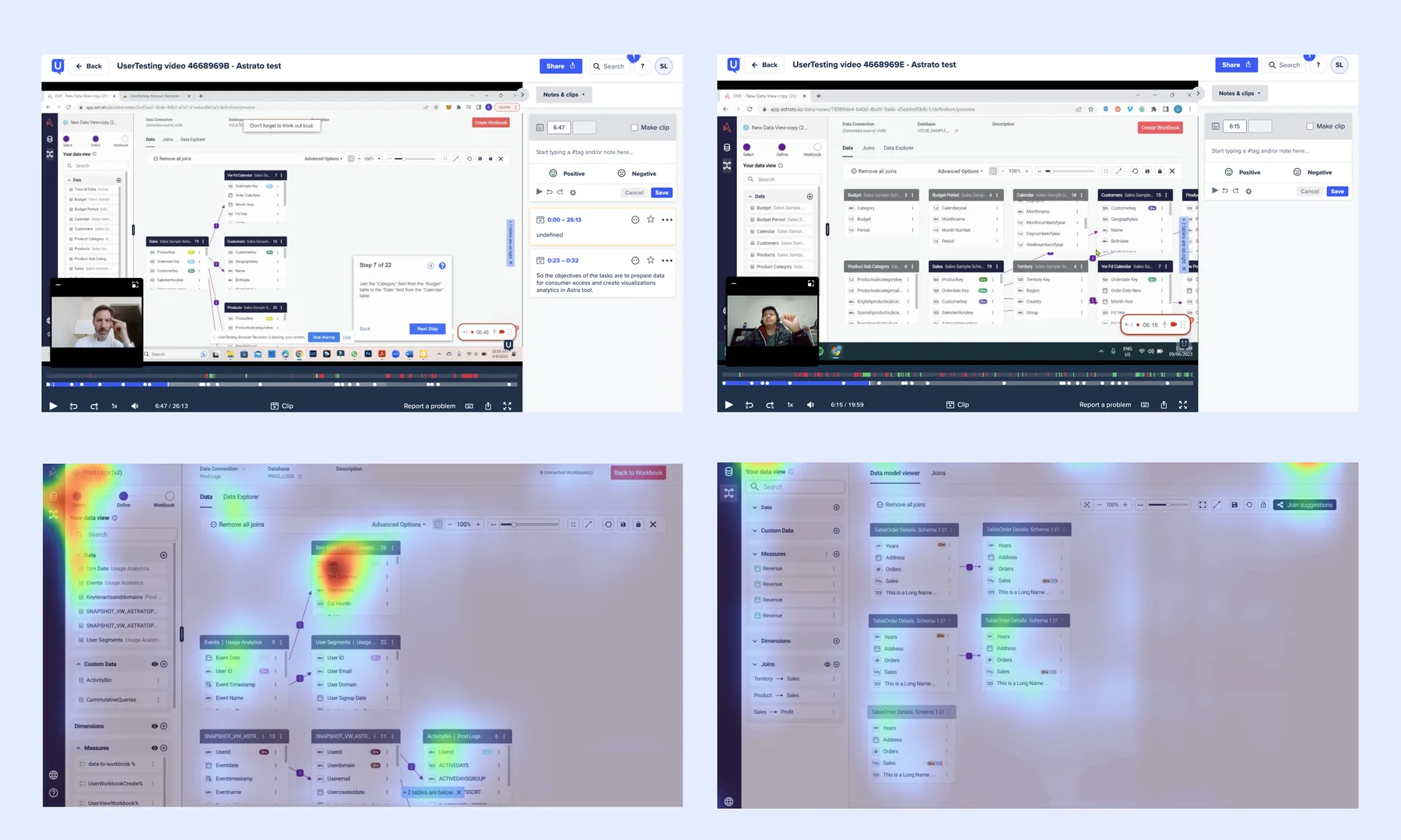 Attention heatmaps overlaid on the join canvas from the testing sessions