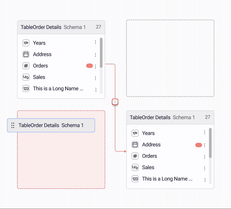 Screen recording of the redesigned join canvas: joins routing around tables and snapping to the grid