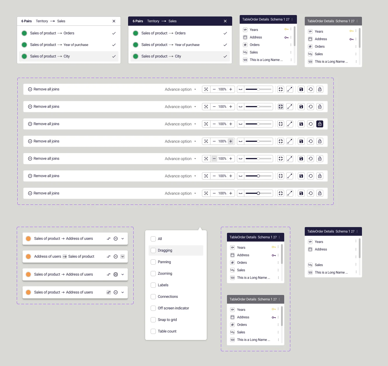 A component spec sheet with measurements and states, as delivered to engineering